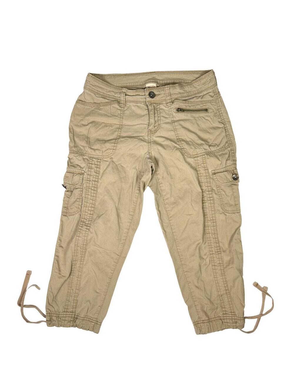 Y2K Utility Cargo Capris Khaki Safari Pocket Pants Size 4